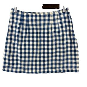 Vintage Guess Mini Skirt Women's 29 Gingham Blue White Side Zip 80's 90's